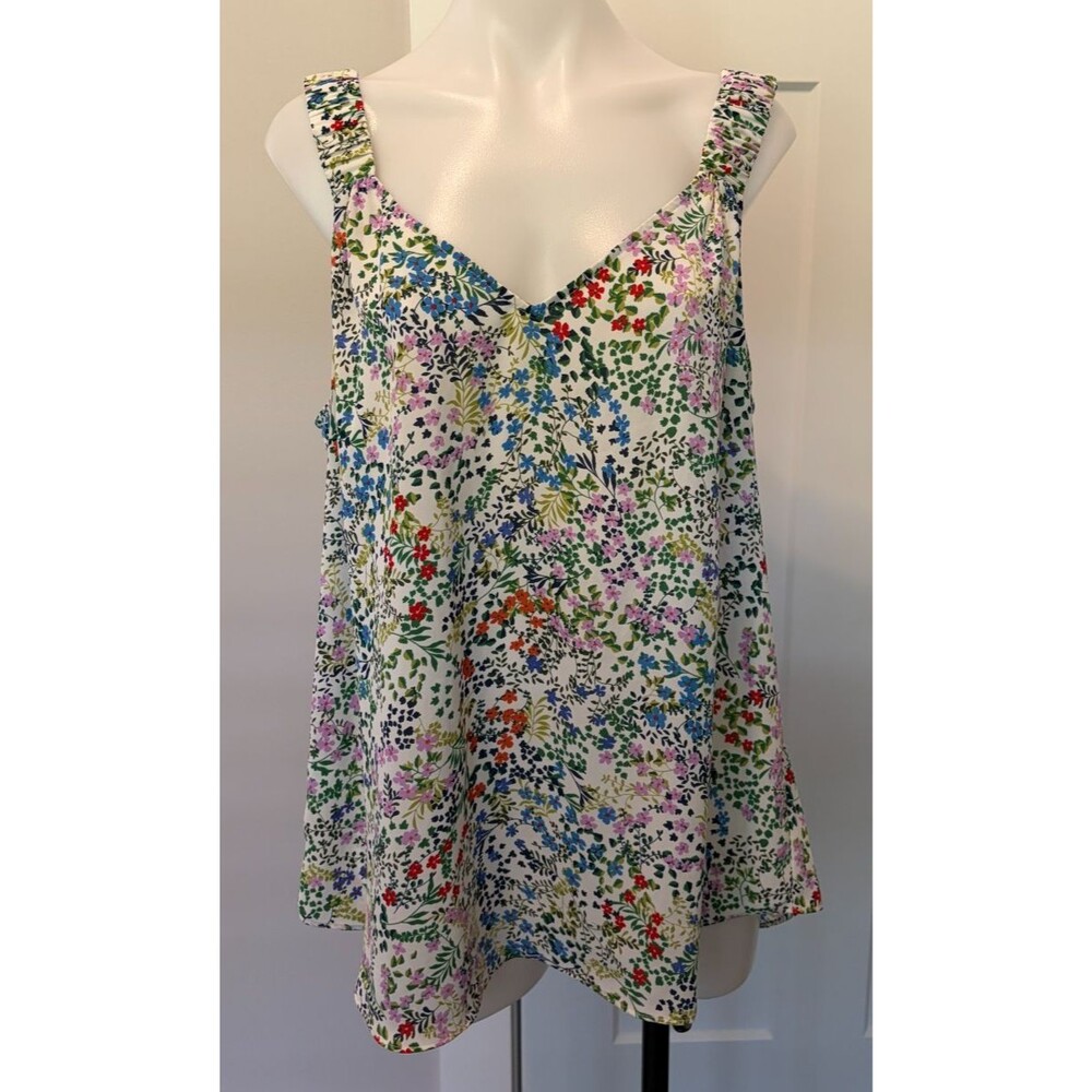 Cabi Womens Top Sleeveless Green Blue Purple Floral #5917 Size XL